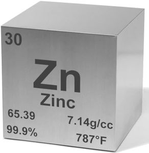 Zinc 0.5" Metal Density Cube - 99.9% Pure Element for Chemistry - Periodic Table Design Educational Scientific Elemental Specimen