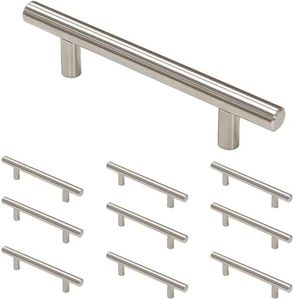 10 Pack Brushed Nickel Cabinet Pulls, Kitchen Cabinet Handles, 3.8 Inch Handles Stainless Steel Cabinet Hardware for Kitchen and Bathroom Cabinets, 5.9 Inch Overall Drawer Pull Knobs