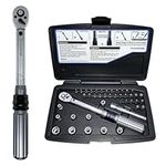 Steinwhale 20-200 Inch Pound Torque Wrench Kit (2.26-22.6 Nm) for Carbon Bikes Maintenance, 72-Tooth Gear Ratchet, 43in1 Set with 30pcs S2 Steel Bits and 9pcs CRV Sockets