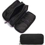 Della Gao Large Capacity Pencil Case, Aesthetic Pencil Pouch with 3 Compartments Storage Office Stationery Organizer for Women and Men Pen Bag, Black