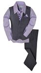 VCCUIOB Johnnie Lene JL40 Pinstripe Boys Formal Dresswear Vest Set Gray/Lilac 18