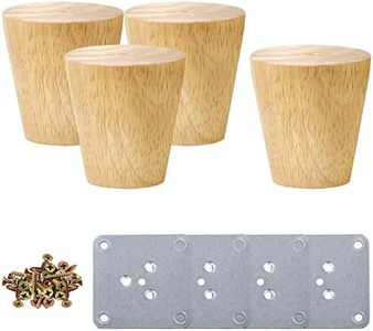 uxcell Wood Furniture Legs, 2 Inch Sofa Legs Round Solid Wood Couch Legs with Mounting Plate, Replacement Feets for Armchair Recliner Coffee Table Dresser Set of 4