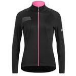 Santic Women's Cycling Jacket Thermal Windproof Windbreaker Reflective Lightweight with Pockets for Biking Running, Black, X-Small