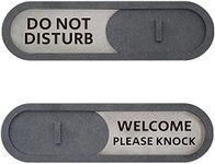 GEEKBEAR Do Not Disturb Welcome Please Knock Slider Sign (Gray) - Privacy Slide Door Indicator with Clear Bold Text – Privacy Sign for Home, Restroom, Office, Conference Room, Private Studio