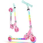 BELEEV Scooters for Kids Ages 3-12 with Light-Up Wheels & Stem & Deck, 2 Wheel Folding Scooter for Girls Boys, 3 Adjustable Height, Non-Slip Pattern Deck, Lightweight Kick Scooter for Children