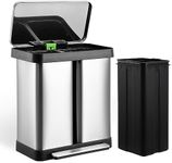 GAOMON Trash Can, 8 + 9.5 Gal Dual Garbage Can & Recycle Bin, 2 Compartments, Includes 1 Removable Inner Buckets, Soft Close Lid and Airtight, for Home, Office, Business