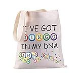 JYTAPP Bingo Lover Gift Funny Bingo Gifts I've Got Bingo In My DNA Bingo Canvas Tote Bag Reusable Shopping Bag Bingo Player Gift