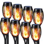 NEXVIN 8 Pack Solar Flickering Dancing Flame Lights Waterproof Solar Torch Lights for Outdoor Garden Patio Pathway Yard Driveway Halloween Decorative