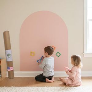 TRICOLINO| Pink | Premium Large Size 32"×40" | Magnetic Arch Wall Decal Dual-Surface Dry Erase Playroom Board | Renter-Friendly Peel & Stick, No Damage | Kit Includes Chalk, Tray & Eraser (Pink)