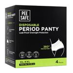 Pee Safe Disposable Period Panties for Women Leak Proof | XL-XXL | Pack of 4 | 360° Protection | Overnight Comfort | Rash & Toxin Free | No Leakage | Seamless Fit | Period Panty for Heavy Flow White