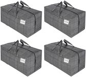VENO 4 Pack Moving Bags w/Backpack Straps, Heavy Duty, Moving Boxes Alternative, Packing Supplies, Large Storage Totes for Dorm Room Essentials with Zipper for Clothes (Windowpane, 4 Pack)