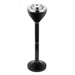 CO-Z Adjustable Outdoor Standing Ashtray Black Contemporary Windproof Push Down Floor Stand Ashtray with Lid Chrome Finish Tall Outside Patio Ashtrays for Cigarettes 24" or 16.50"