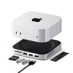 SATECHI Mac Mini M4 Hub & Stand with NVMe SSD Enclosure, Dock with 2 USB-A Up to 10Gbps Ports, USB-A Data Port, SD Card Reader for Mac Mini M4, M4 Pro - Silver
