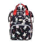 House of Quirk Rabbit Printed Maternity Backpack Baby Boy Girl Large Capacity Convenient Baby Backpack (Rabbit Black)