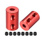 sourcing map 4mm to 4mm Bore Rigid Coupling Set Screw L20XD12 Aluminum Alloy,Shaft Coupler Connector for RC Airplane Boat, Motor Accessories,Red,2pcs