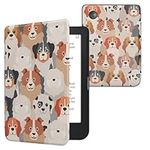 kwmobile Case Compatible with Kobo Clara 2E / Tolino Shine 4 Case - eReader Cover - Dogs White/Light Brown/Grey