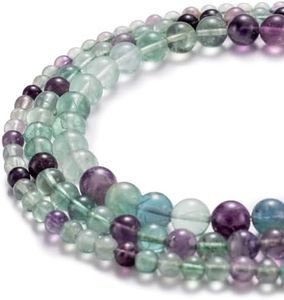 HAAMIIQII 45pcs 8mm Natural Fluorite Crystal Beads Round Loose Gemstone Beads for Jewelry Making DIY Bracelet Necklace