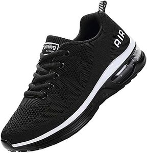 JARLIF Men's Lightweight Athletic Running Shoes Breathable Sport Air Fitness Gym Jogging Sneakers (Size 6.5-12.5), Black, 10