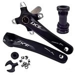 MUXSAM Bicycle Crank Arm Set Road Mountain Bike Crankset With Botton Bracket Bolts 170mm Crank Arm Black (Black)