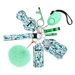 Newest Safety Keychain Accessories for Women, 10 Pcs Safe Sound Personal Security Alarm, Emergency Safety Siren with LED Flashlight for Women, Girls, Kids, Elderly People, Green