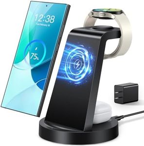 Wireless Charger for Samsung: 3 in 1 Wireless Charging Station for Samsung Galaxy Watch 7 6 5 4 3 Pro Classic Galaxy Buds - Charger Dock Stand for S25 S24 Ultra S23 S22 S21 Note Z Fold Android