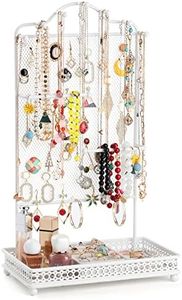 Kerisgo Jewelry Organizer Stand, Earring Holder Rack for Hanging Earrings, Jewlery Tree for Necklaces Bracelets Watches and Rings Large Storage Jewelry Display as Girls Women Gift (White)