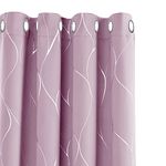 Deconovo Window Treatment Eyelet Room Darkening Curtains, Silver Wave Line Foil Printed Blackout Curtains for Livingroom, 46 x 90 Inch(Width x Length), Baby Pink, 1 Pair