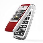 Easyfone T300 4G Unlocked Big Button Flip Mobile Phone for Seniors, Easy-to-Use Clear Sound Flip Cell Phone with SOS Button, Photo Speed Dial, 1500mAh Battery and Convenient Charging Dock (Red)