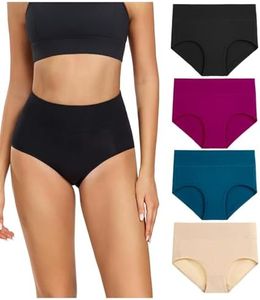 wirarpa Women's Cotton Underwear High Waist Briefs Ladies Soft Underpants 4 Pack Plus Size Panties Multicolored 6X-Large