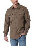 Wrangler Authentics Men's Long Sleeve Classic Woven Shirt Button, Teak Heather, Medium