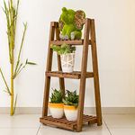 Sharpex Foldable Ladder Shelf, Plant Stand Step Shelf, Indoor Flower Pot Stand, Flower Pot Ladder, Display Shelf, Free Standing, Patio Rustic Wood Stand With Shelves,3 Tier Stand Outdoor, Pot Rack