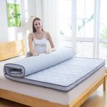 Japanese Futon Mattress, Thicken Sleeping Floor Mattress Foldable & Portable Roll up Camping Mattress（Silver Grey，Twin）