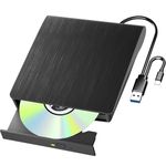 Yaeonku External Blu Ray Drive, USB 3.0 Type-C Portable Blu Ray Player for Laptop, 50GB BD write Support, Ultra-Slim 3D External Blu Ray Burner, Portable Player/Rewriter for Laptop Windows Mac