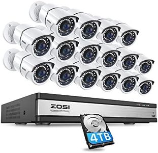 ZOSI 16Channel 4K PoE Home Security Cameras System,8MP 16CH H.265 CCTV NVR with Hard Drive 4TB and 16 x 5MP Surveillance PoE IP Cameras Indoor Outdoor,120ft Night Vision,Remote Access,24/7 Recording