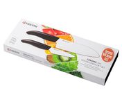 Kyocera FK-2PC-WH-BK "Black Handle Handle" Gift Set with 14cm Santoku and 7.5cm Paring Knife