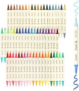 Grabie 120 Colors Dual Tone Brush Tip Acrylic Markers, Dual-Color Paint Markers with 60 Brush Tips, Double Tipped Acrylic Paint Pens for Fabric, Canvas,DIY, Canvas Art Supplies, Set of 60