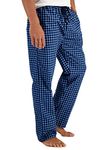 Hanes Mens Woven Pajama Pant, Navy Plaid, Medium