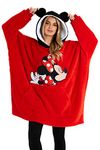 Disney Women's Hoodies, Oversized Blanket Hoodie, Minnie and Mickey Gifts (Red)