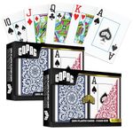 Copag Playing Cards 1546 Elite Design 100% Plastic 2 Sets (4 Decks) Red Blue Poker Size Jumbo Large Index