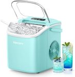 EUHOMY Countertop Ice Maker Machine with Handle, 26lbs Per Day, 9 Ice Cubes Ready in 6 Mins, Auto-Cleaning Portable Ice Maker with Basket and Scoop, for Home/Kitchen/Camping/RV (Green)