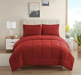 Dorm Room Essentials College Bedding Comforter Set 5 Piece Twin XL Size Bed in a Bag for College Students Boys and Girls, Twin XL, Red