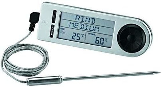 RÖSLE Barbecue-Kerntemperaturmesser,Hochwertiges Thermometer zur Bestimmung der idealen Fleischkerntemperatur auf dem Grill oder im Backofen mit Magnethalterung, silber/schwarz, 18 x 4.8 x 2 cm