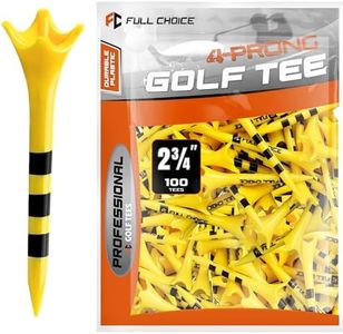 Full Choice Plastic Golf Tees 100 Pack (2-3/4") - Durable, Reduce Friction & Increase Distance, Golf Plastic Tees (Yellow)
