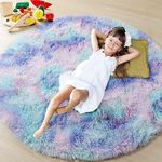 ONASAR Rainbow Round Area Rug 4x4, 