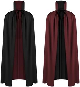 AOOWU Mantello Vampiro Bambini, Mantello Reversibile Mantello Rosso Nero di Halloween, Vampiro Collo Alto Mantello Unisex per Carnevale, Cosplay Travestimento, 90cm