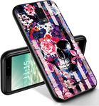 for Blu View 3 Phone Case 6" with Skull Purple Flower Theme Design, RYUITHDJP Case for Blu View 3(B140DL) TPU Stylish Anti Slip Shockproof Cover