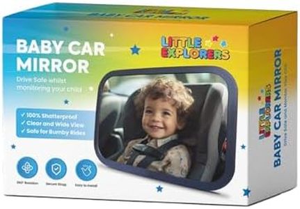 LittleExplorers Baby Car Mirror for Back Seat – Safe Shatterproof Rear View Mirror – Infant & Kids Car Accessory, Universal Easy Fitting - Newborn Baby & Child Essentials