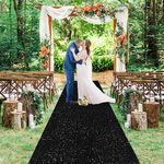 B-COOL Sequin Aisle Runner 4ftx20ft Black Aisle Runners for Wedding Ceremony Wedding Rug Indoor Party Glitter Aisle Runner