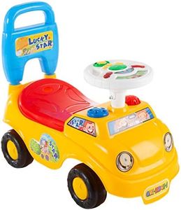 Lil' Rider Kids Push Car – Scoot and Ride Car Walker with Steering Wheel, Lights, Sounds, Music for Babies and Toddlers – Learning to Walk Toys, Multi-Color