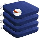 NZORD Square Chair Pads with Ties | Seat Cushions with Ties | Large Chairpad for Sitting | Pooja Stool | Dining Table | Indoor & Outdoor | Filled Foam | Set of 4 | Dark Blue